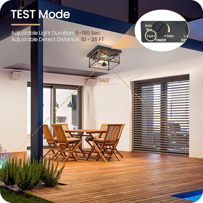 Outdoor Ceiling Light with Motion Sensor, Flush Mount Porch Ceiling Lights - Image 5