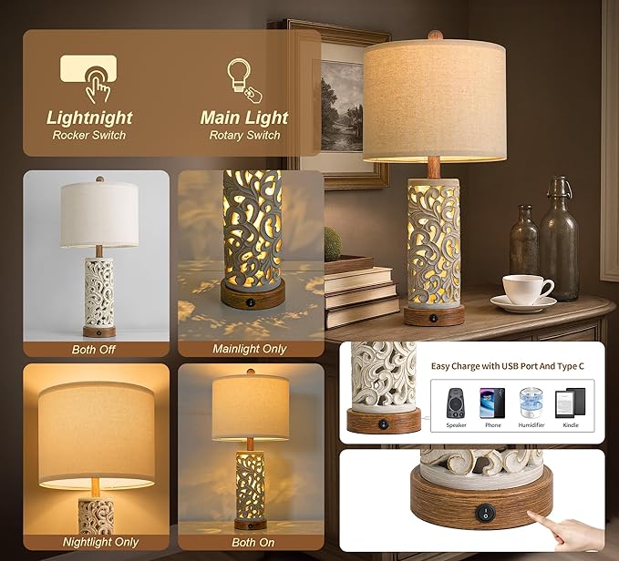 OYEARS 22'' Table Lamp Set of 2 - Image 3