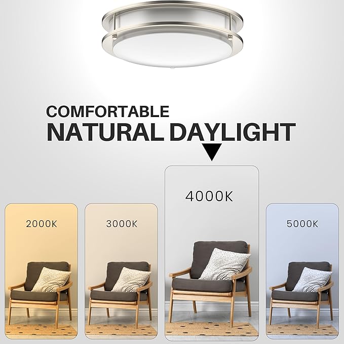 DYMOND LED Ceiling Light Fixture Flush Mount 4000K Natural Daylight Dimmable - Image 3