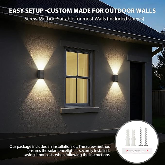 Solar Wall Light Outdoor, 3000/4000/6000K 3 Modes Dusk to Dawn Lighting Wall - Image 6