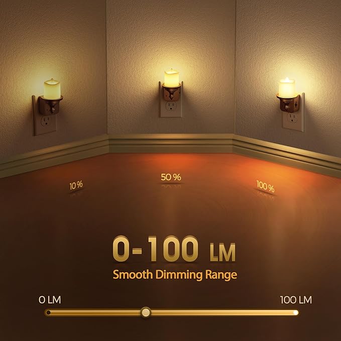 Briignite Candle Night Light, Night Lights Plug into Wall 2 Pack, LED Vintage - Image 2