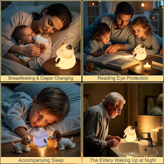 Greedy Cat Night Light for Kids, 3 Levels Dimmable Cute Kitty Nursery Nightlight - Image 6