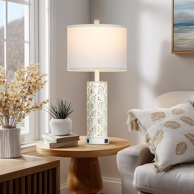 Set of 2 Rustic Table Lamps for Living Room Bedroom, Vintage Farmhouse - Image 5