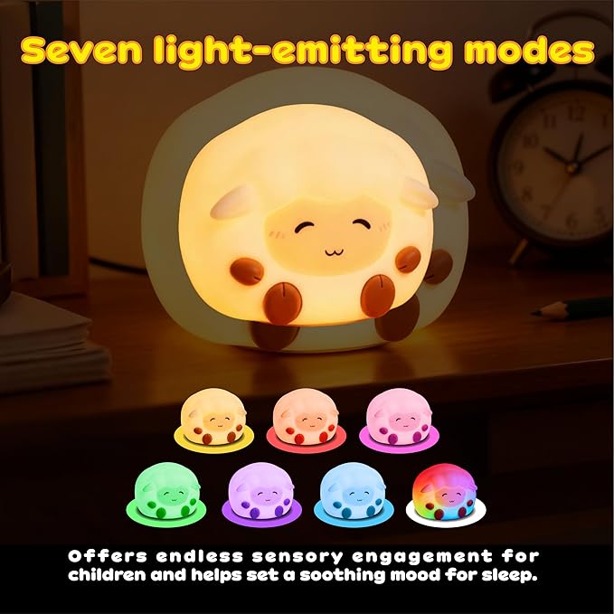 Rechargeable Sheep Night Light, Touch-Controlled Silicone Lamp, Anime Lamp - Image 2