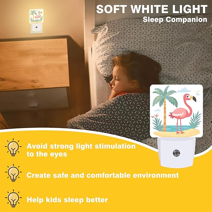 Flamingo on Tropical Island Night Light, Plug-in Nightlight - Image 3
