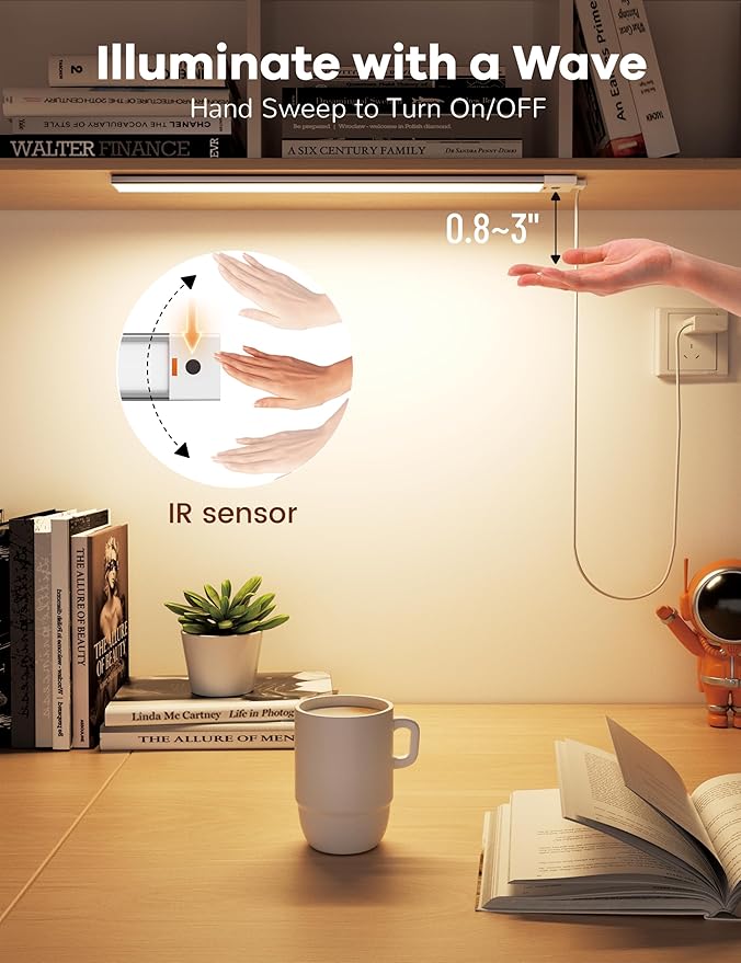 Hand Wave Gesture Under Cabinet Lights, 17 Inch Plug in Kitchen Counter Sink - Image 2