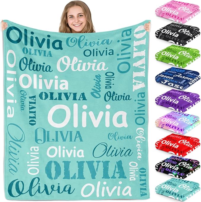 Gudina Personalized Name Blankets and Throws, Custom Blanket by Gudina