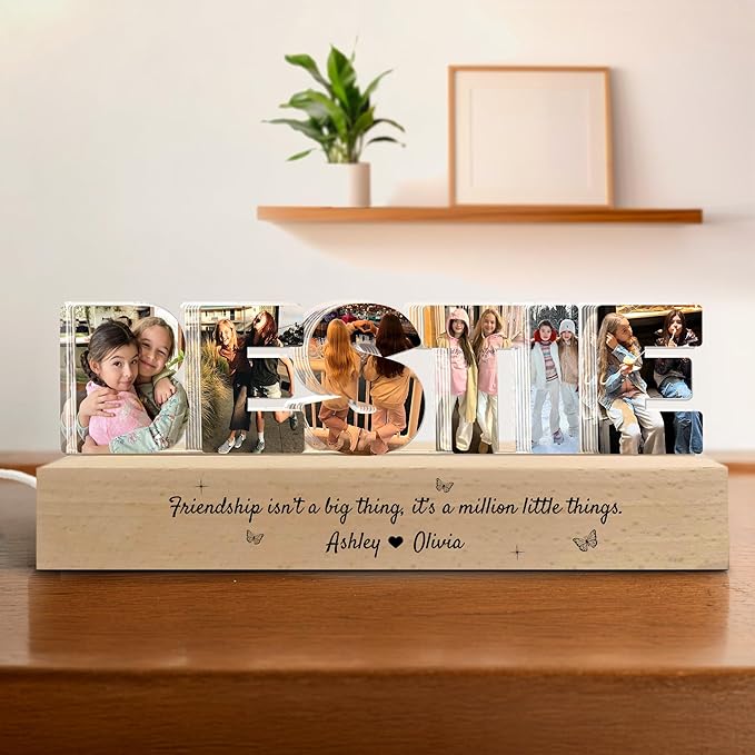 Personalized Bestie Photo Collage LED Night Light, Custom Photo - Image 3