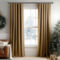 Beauoop Golden Brown Velvet Curtains 108 Inches Long 2 Panels by Beauoop