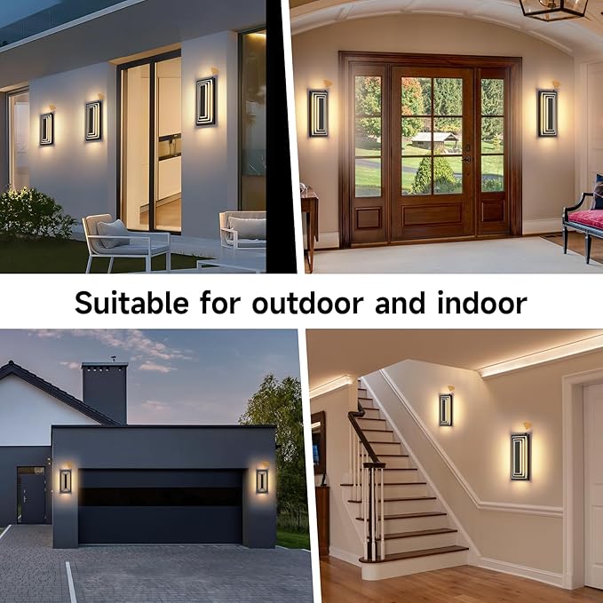 Dusk To Dawn Led Outdoor Wall Light, 3 Tier Modern Exterior Lights - Image 8