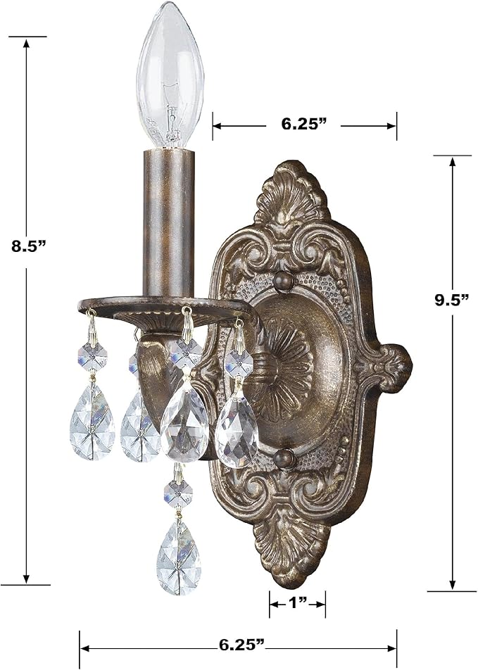 Paris Market 1 Light Clear Crystal Venetian Bronze Sconce - Image 2