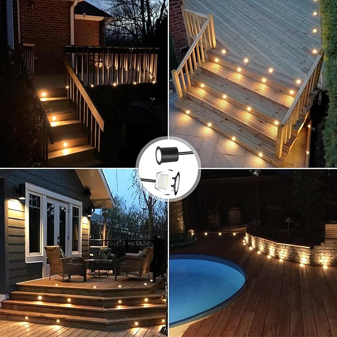Warm White Recessed LED Deck Light, RNEHON 12V Low Voltage Step Lights - Image 2