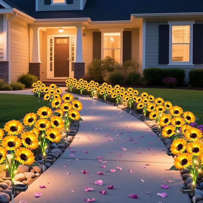 Solar Outdoor Lights Garden Decor, 6 Pack Solar Sunflower Lights, 36 Waterproof - Image 7