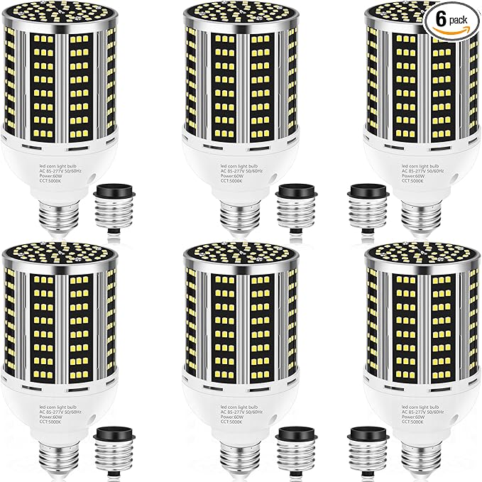 65W LED Corn Light Bulb 6 pack, Daylight 5000K E26/E39 Commercial Grade 7800LM by YANYCN