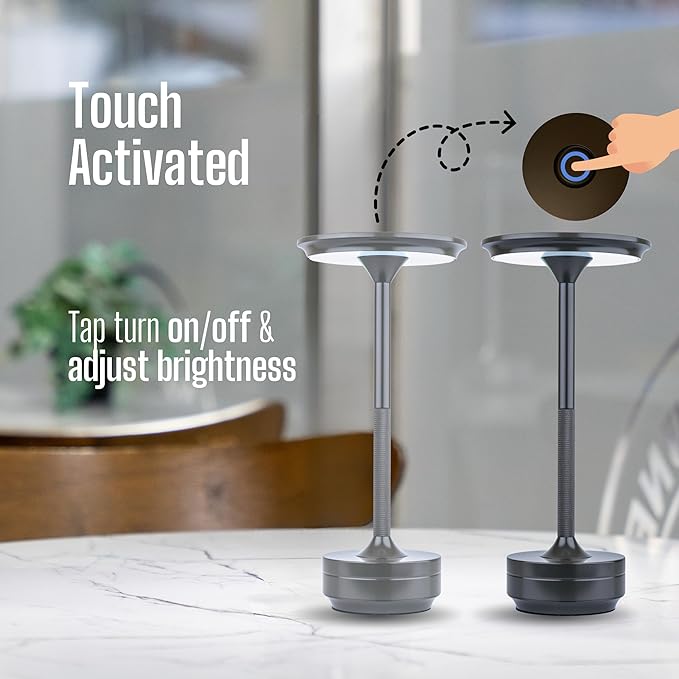 Cordless Rechargeable Touch Lamp 5000mAh Battery, 20+ Hours Use, USB-C Charging - Image 3
