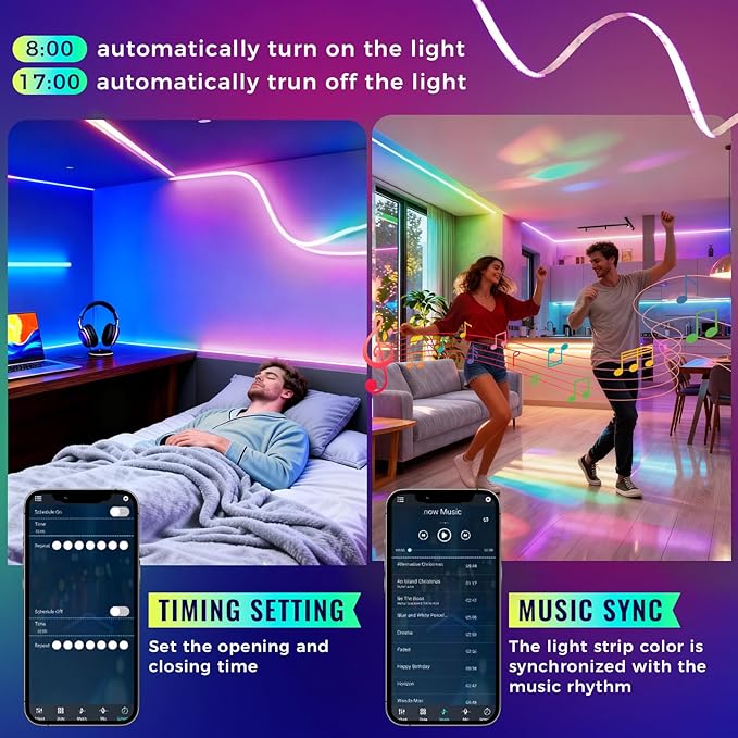 RGB Smart IC COB LED Strip Lights, 40FT Smart LED Light Strip - Image 5
