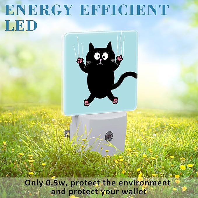 Cartoon Black Cat Claw Scratch Glass Night Light - Image 6
