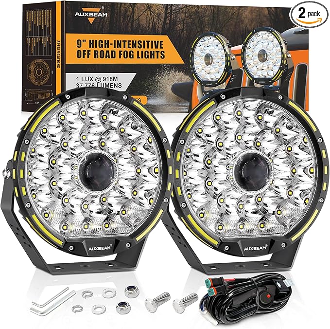 Auxbeam Round LED Driving Light, 360 Pro Series 9 Inch Offroad Spotlights 270W by Auxbeam