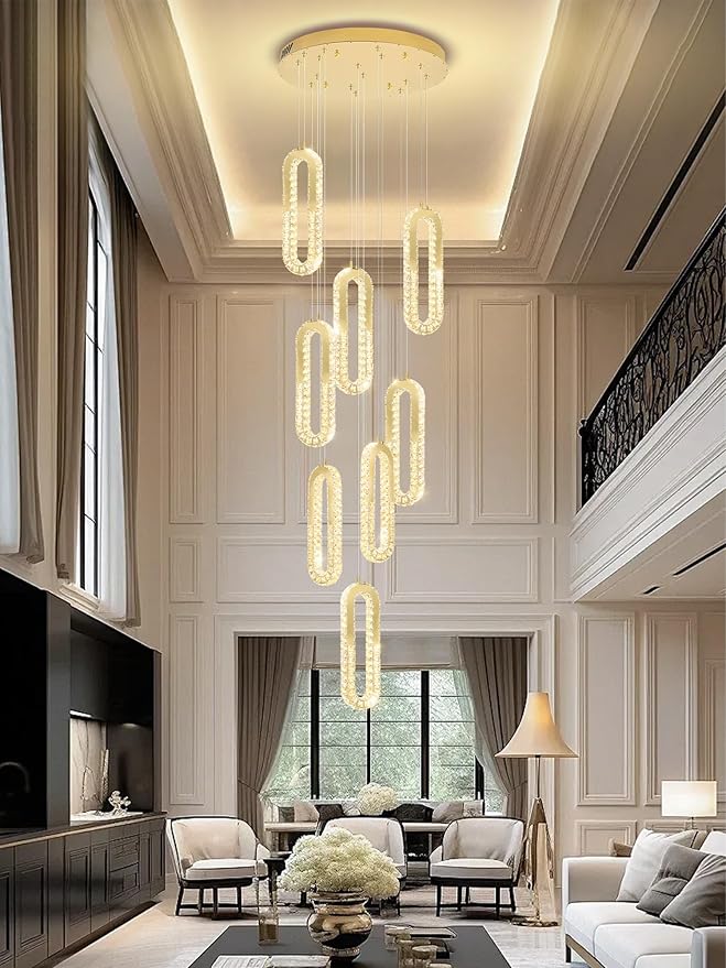 Modern Led Gold Chandelier Adjustable 8 Rings Crystal Chandelier - Image 8