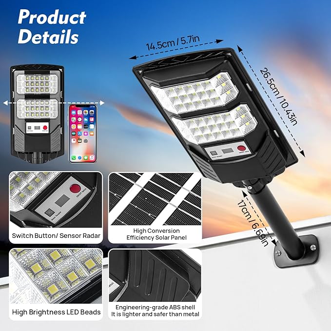 Solar Street Lights Outdoor Waterproof, Motion Sensor Security Light, Dusk to - Image 7