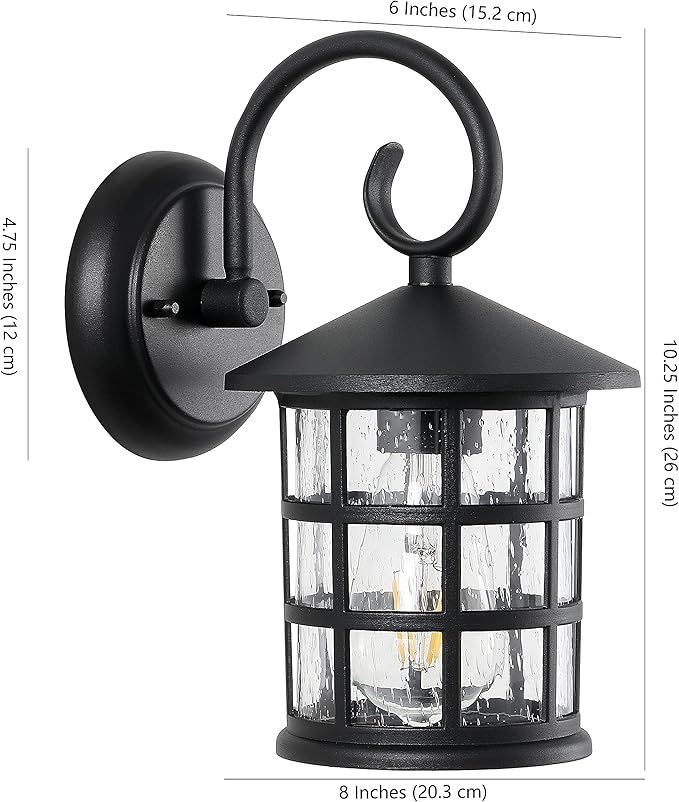 JONATHAN Y JYL7609A-SET2 Cadiz 6" 1-Light Iron/Seeded Glass Cottage Rustic - Image 4