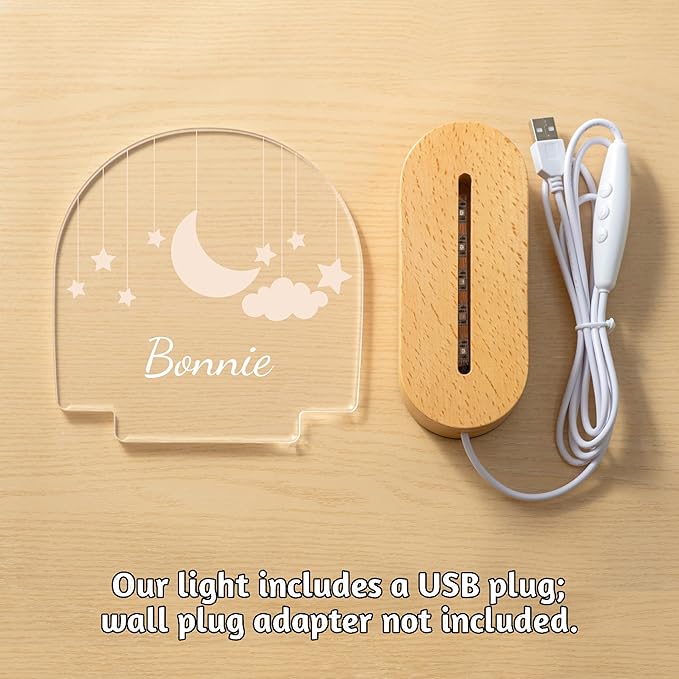 Personalized Baby Gifts for Kids, Custom LED Name Lamp, Moon and Star Acrylic - Image 6