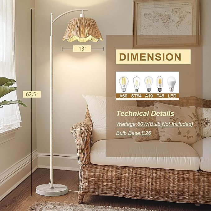 Oneach Farmhouse Floor Lamps for Living Room, Boho Floor Lamp for Bedroom - Image 3