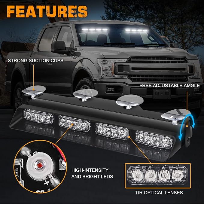 XRIDONSEN White Emergency Dash Strobe Lights Safety Flashing Warning Hazard - Image 3