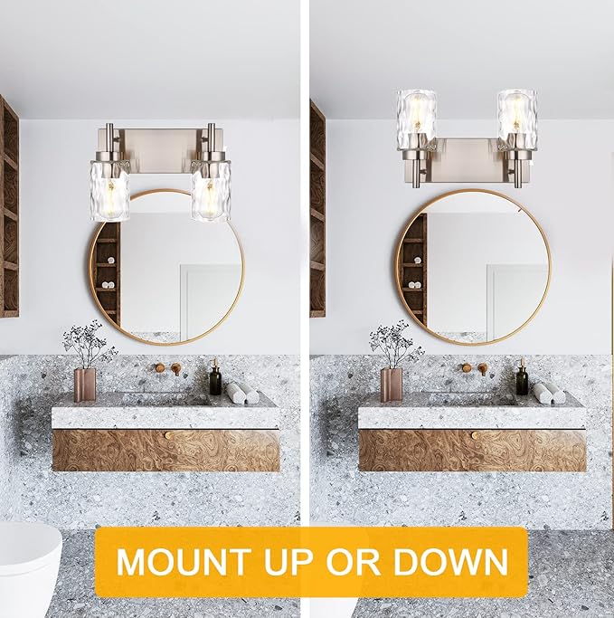 BONLICHT Bathroom Light Fixtures Modern 2 Light Brushed Nickel Vanity Light - Image 5