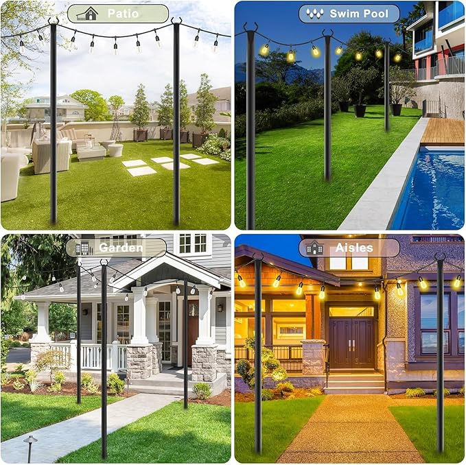 2 Pack String Light Poles, Metal Poles - Image 2