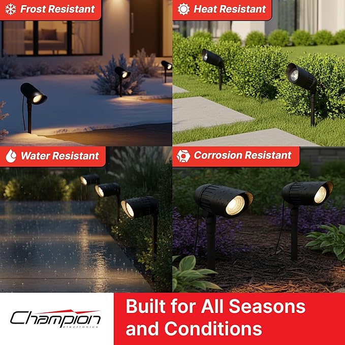 6-Pack Outdoor Low Voltage Landscape Spotlights, 6×3W 200LM, 3000K Warm White - Image 4