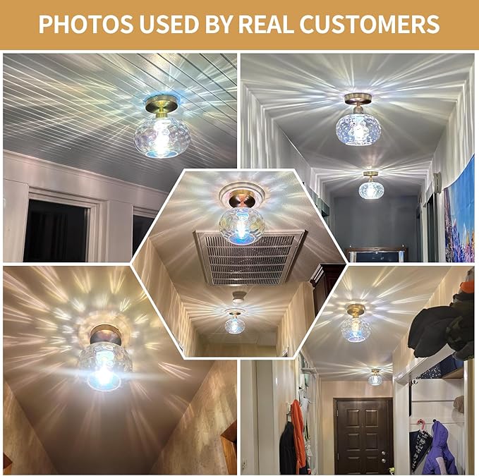 Vintage Glass Flush Mount Ceiling Light - Image 2