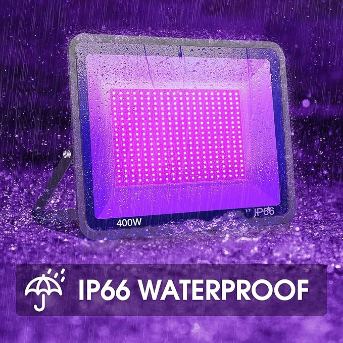 4 Pack 400W LED Flood Black Lights, 395nm to 405nm UV Outdoor Flood High Power - Image 4