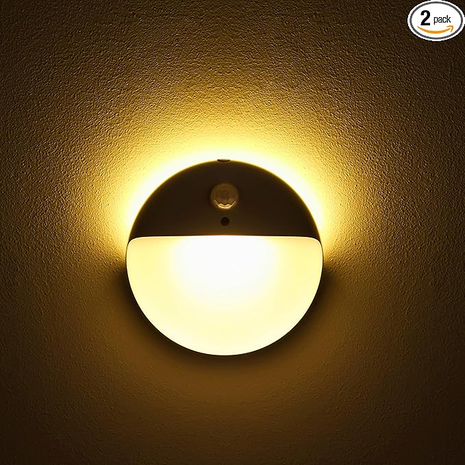 2 Pack Motion Sensor Night Light, 3 Lighting Modes, Stepless Dimming, by YUNLEX