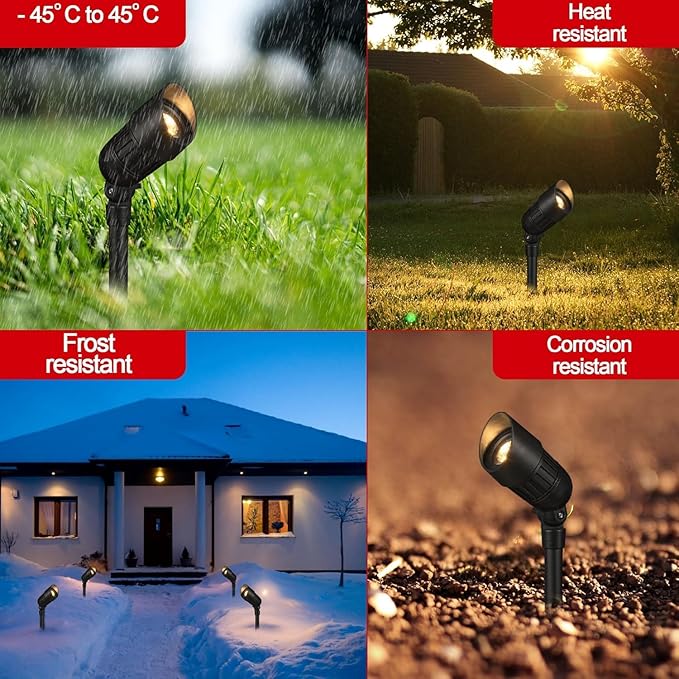 6-Pack Low Voltage LED Landscape Spotlights, 3W 200LM 3000K Warm White Outdoor - Image 4
