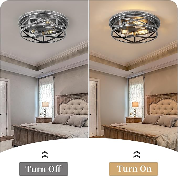 3-Light Cage Ceiling Light Fixtures, Farmhouse Close to Ceiling Lights - Image 5
