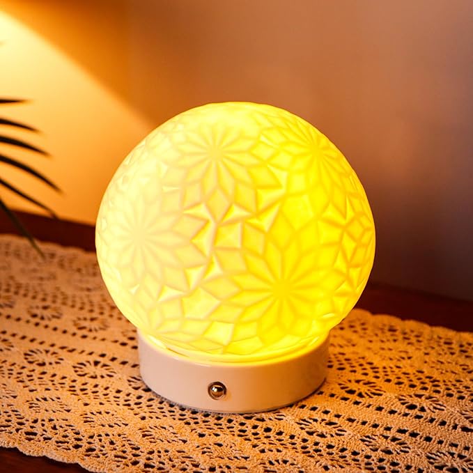 JHY DESIGN Ceramic Spherical Decorative lamp 6.5" H Rechargeable Table Lamp by JHYDESIGN