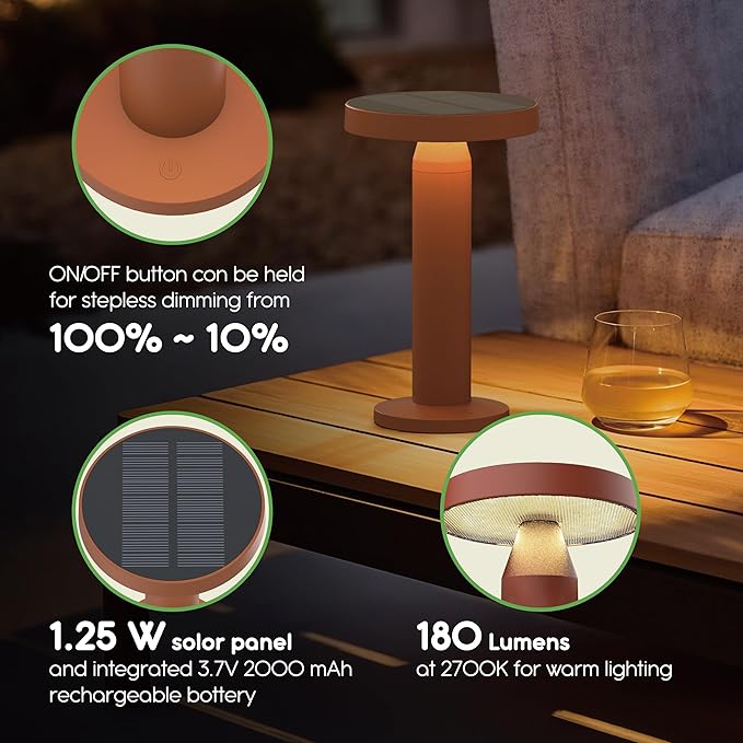 Round Solar Table Lamp – Portable LED Light - Image 4