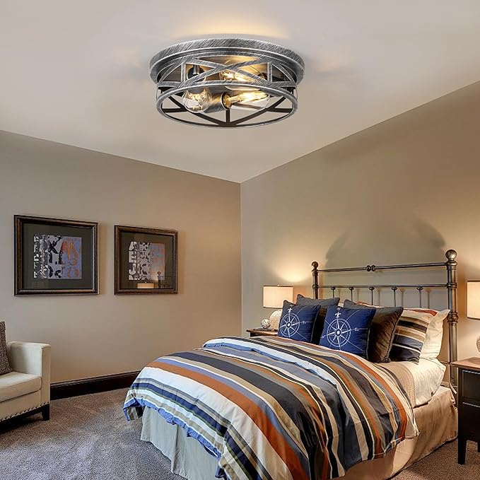 3-Light Cage Ceiling Light Fixtures, Farmhouse Close to Ceiling Lights - Image 6