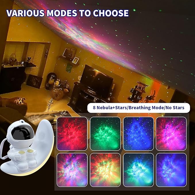 Astronaut Star Projector Galaxy Light, Built-in Speaker 360° Space Man Buddy - Image 2