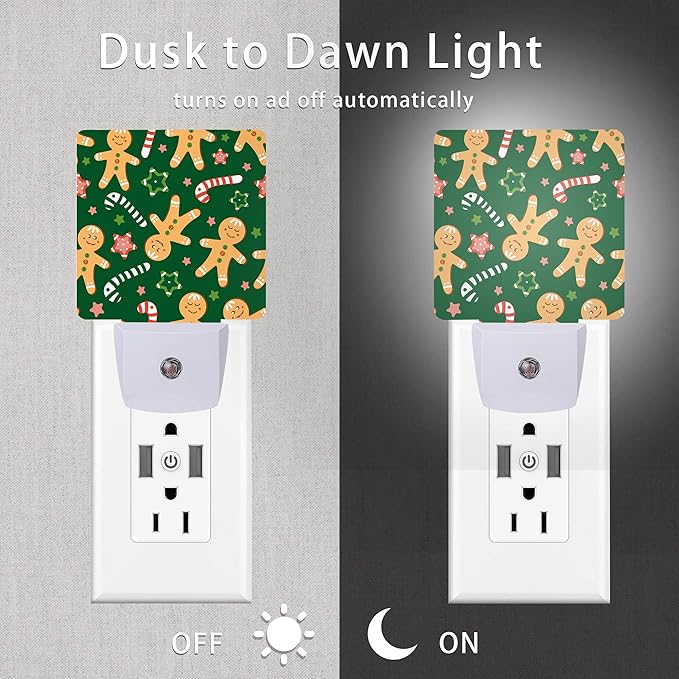 Christmas Night Light, Cookies and Candy Canes Plug in Night Lights 0.5W Sleep - Image 3