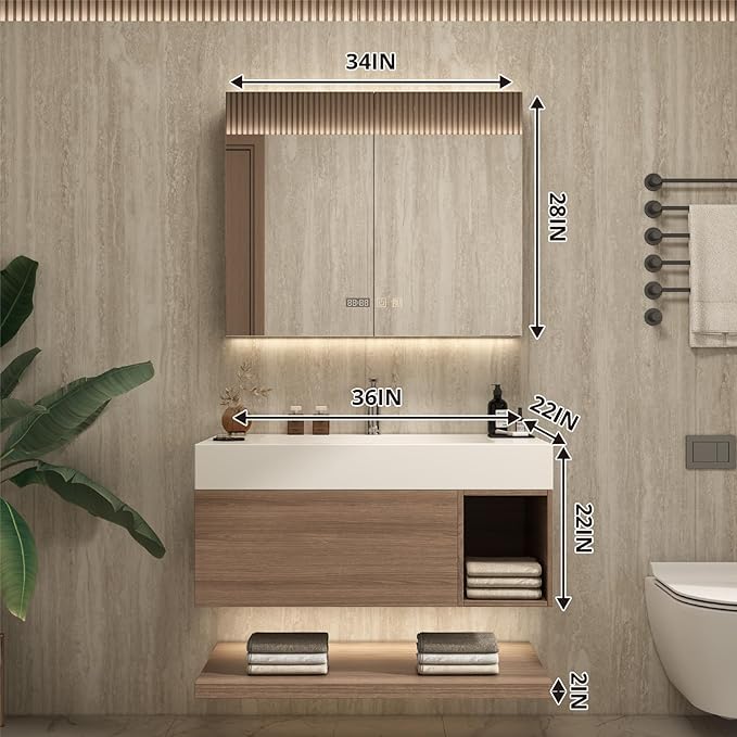 36" Modern Floating Bathroom Vanity Set - Image 2