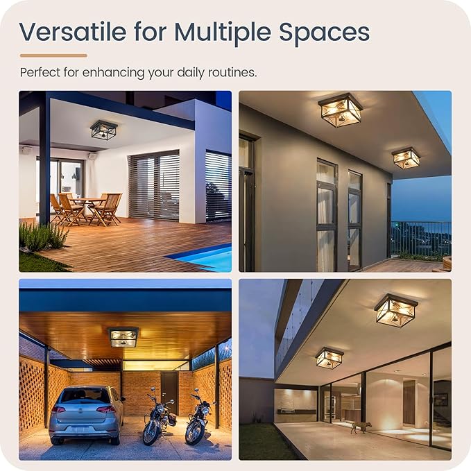 Outdoor Ceiling Light Fixture, Motion Sensor Outdoor Porch Light Ceiling Mount - Image 3