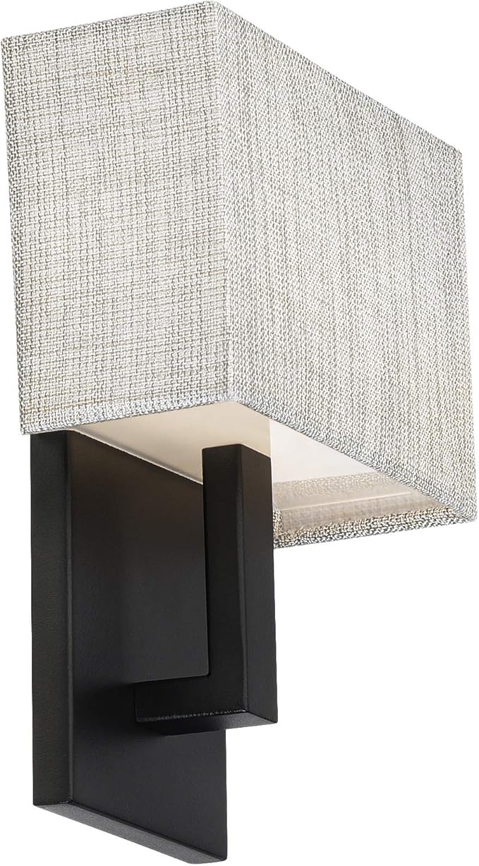WAC Lighting dweLED, Manhattan 7in LED Fabric Wall Sconce 2700K in Black - Image 4