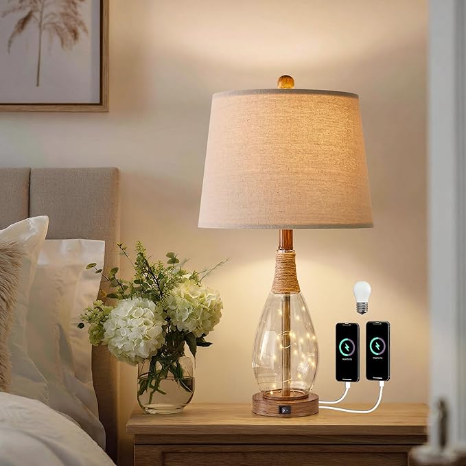 OYEARS Wood-Like Bedside Table Lamp by OYEARS