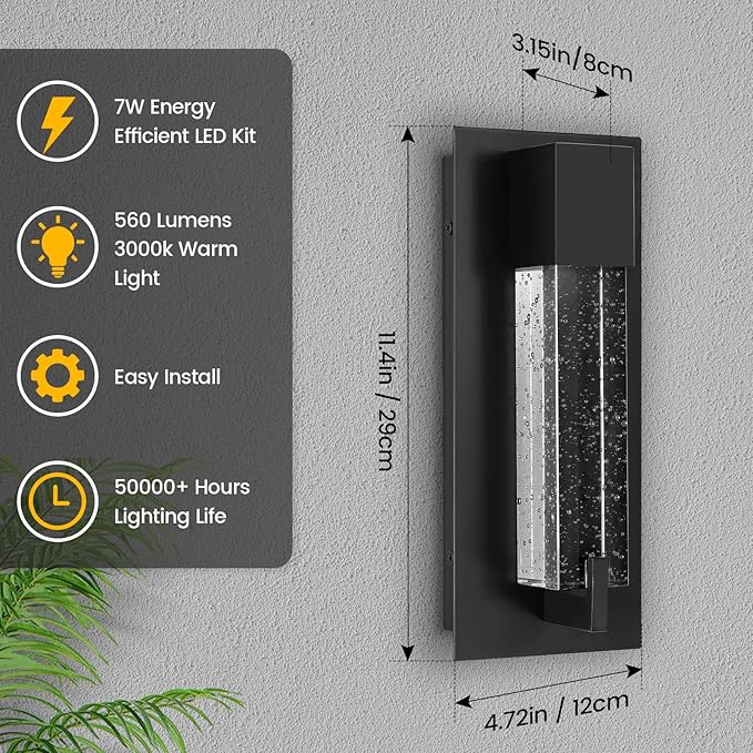 WOSHITU LED Wall Sconce Light: 11 Inch Black Modern Sconces Wall Lighting 3000K - Image 2