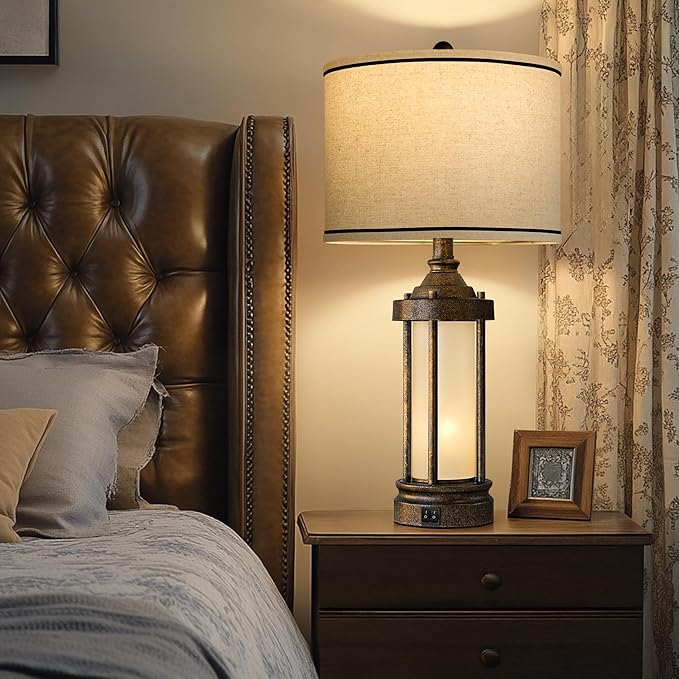 25'' Table Lamp for Living Room Bedroom Farmhouse Metal Lamps - Image 5