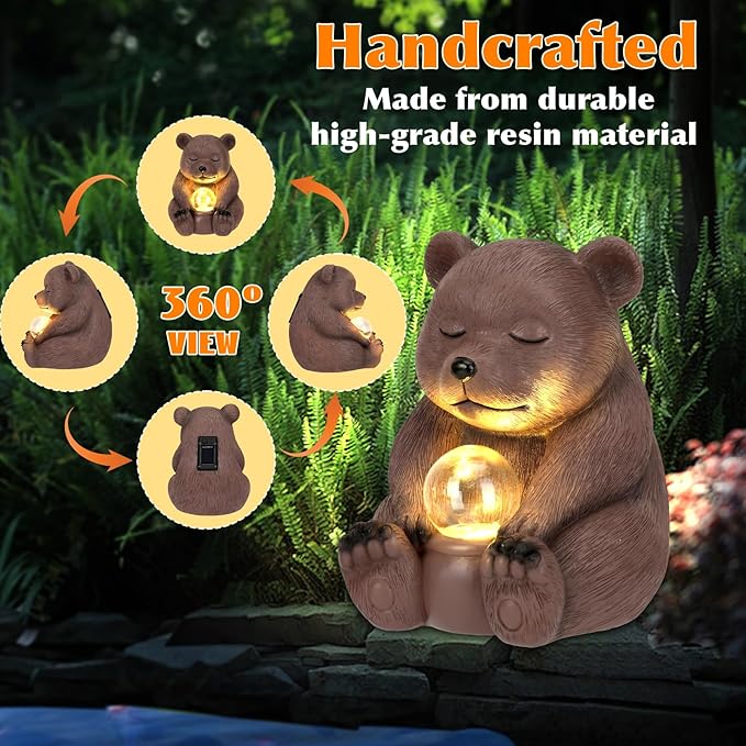 Solar Bear Statue for Outdoor, Garden Decor - Image 4