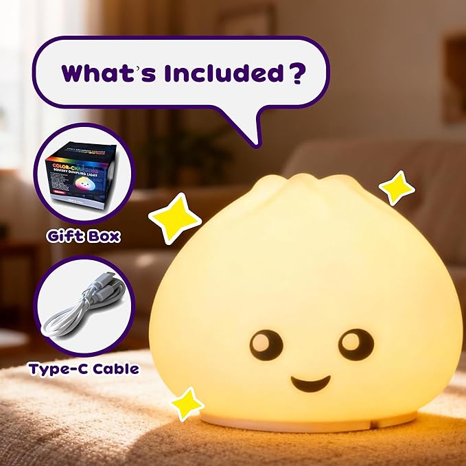 Dumpling Squishy Night Light, Touch Activated Pat Control - Image 7