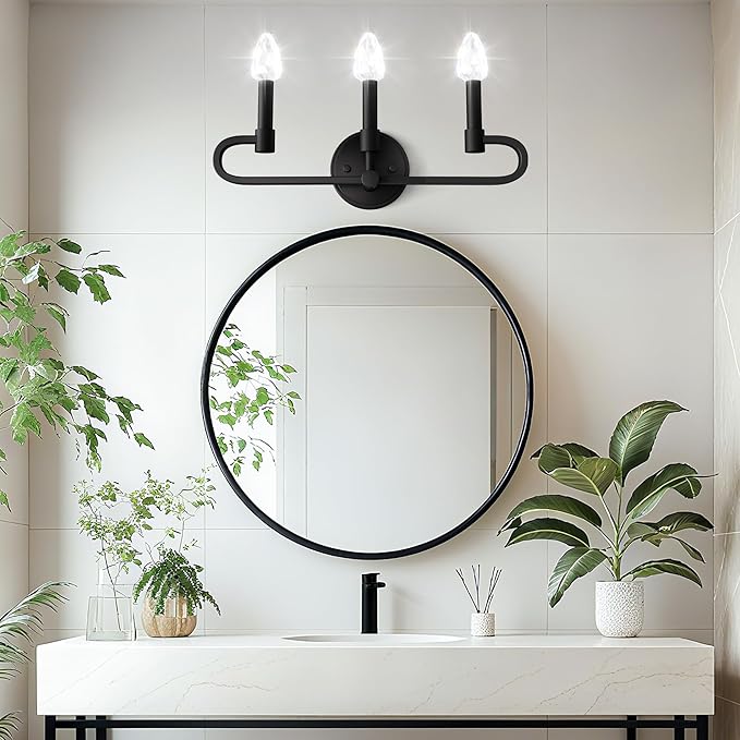 Bathroom Vanity Light, 3 Light Matte Black Vanity Lights - Image 9